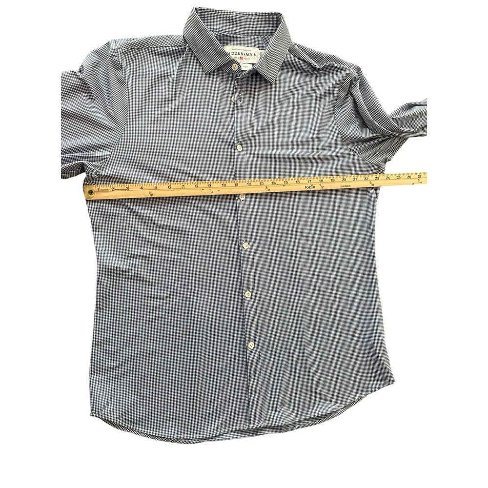 Mizzen Main Shirt Mens XXL Trim Fit Spinnaker Blue Check Grid Made In USA ECU - Picture 4 of 6